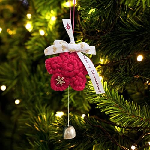 Flor de campainha da estrela de Natal pendurada em algodão Snowflake Bell Bow Decoration Porta pendurada diamantes para artesanato