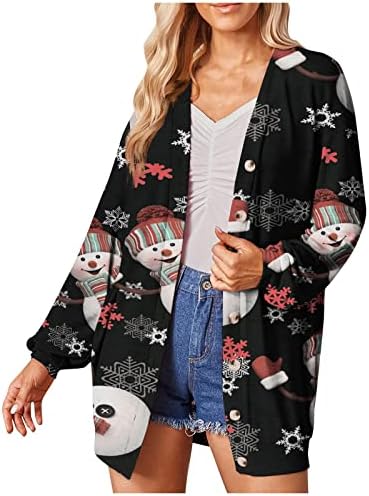 Topunder Skiing Sweater de manga longa Mulheres de inverno romance Papai Noel Sweaters Fit Fit