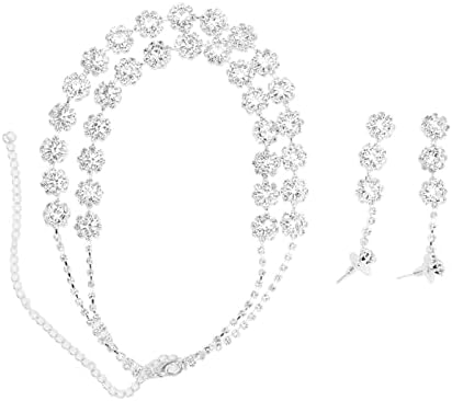 Yuehuamech shiny shiny colar Brincos de colar de jóias de casamento cristal
