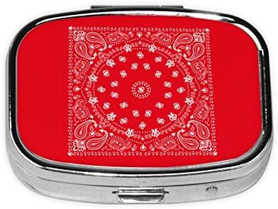 Red Bandana Pattern Square Mini Caso Caso de Viagem Medicina Organizador de Compartimentos Portáteis Caixa de comprimidos de