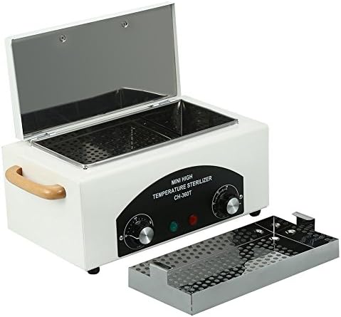 Dispositivo de limpeza de ferramentas de arte em alta temperatura com timer de aquecimento, mini esterilizador com bandeja
