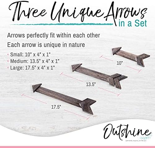 O Outshine Wooden Arrows para decoração da parede da fazenda, marrom rústico | Flechas de madeira fofas para decoração