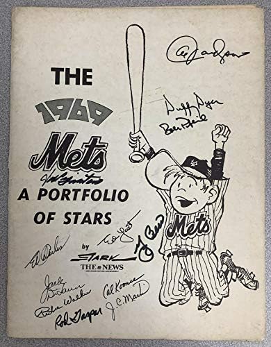 1969 NY Mets Stark Daily News Portfolio de Stars Autograph Baseball 31 Sigs JSA - Bolalls autografados