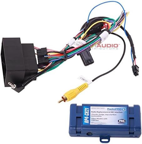 PAC RP4-CH21 Interface RadioPro4 para veículos Dodge selecionados com a interface do volante e o volante da Can-in-One Can-in-One, pré-carregada com retenção de amplificadores, controles de assento