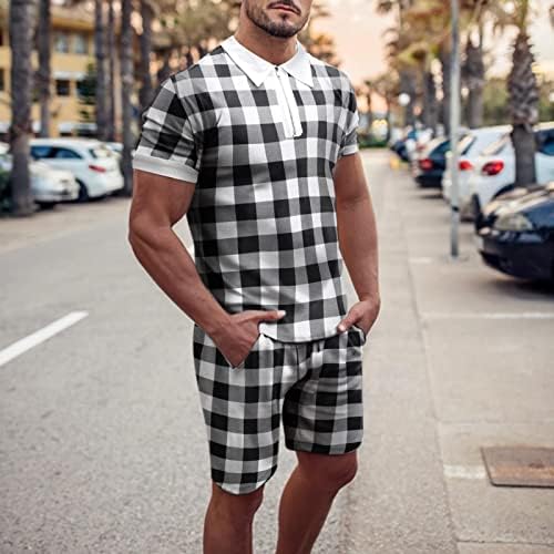 2022 Fashion Summer Sett para homens Camisetas de mangas curtas e shorts de 2 peças de camisetas estampas xadrezas de calças