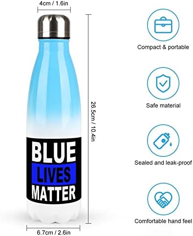 Blue Lives Matter 17oz Sport Water Bottle Bottle Stainless Aço aço a vácuo Isolado Cola forma de balão esportivo reutilizável