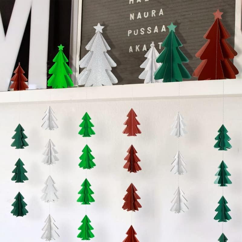 JEYE 3D Árvores de natal Garland Decoration Papel de Natal em árvores de natação suspensa Decoração de festas de inverno Pacote