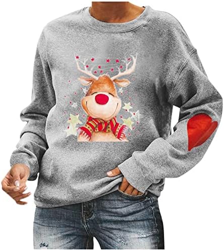 Xiloccer suéteres de natal para mulheres 2021 Melhores tops de Natal feios Tops Santa Crew Neck Winter Warm engraçado camisetas engraçadas