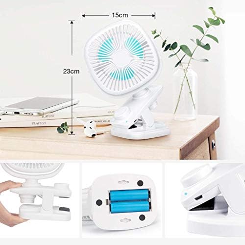 Ventilador de mesa, mini ventilador portátil USB Pequeno clipe recarregável Bateria Automática Cabeça Fan silenciosa para acampamento de escola em casa