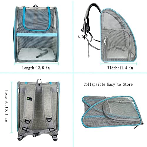 NextFri Pet Transporty Backpack, ventilada e respirável para cães de gatos, dobrável projetado para viagens, caminhadas e uso ao ar livre azul