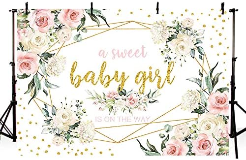 Aibiin Baby Subby Girl Floral Beddrop, é um banner de pano de fundo do chá de bebê, uma doce menina está a caminho do pano de