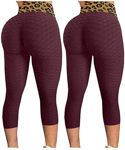 Tantisy 2pc Mulher moda velocidade seca lifting anti-celulite calça de ioga treino leggings texturizadas calças de corrida