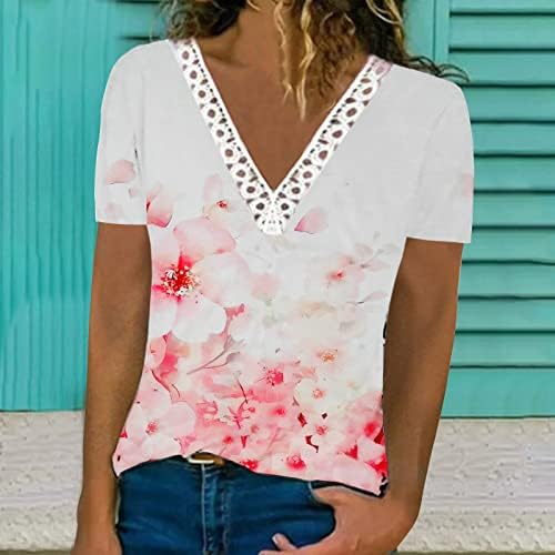 Camiseta floral blusa gráfica para meninas adolescentes verão outono 2023 manga curta vil de pescoço de pescoço algodão Blush o7