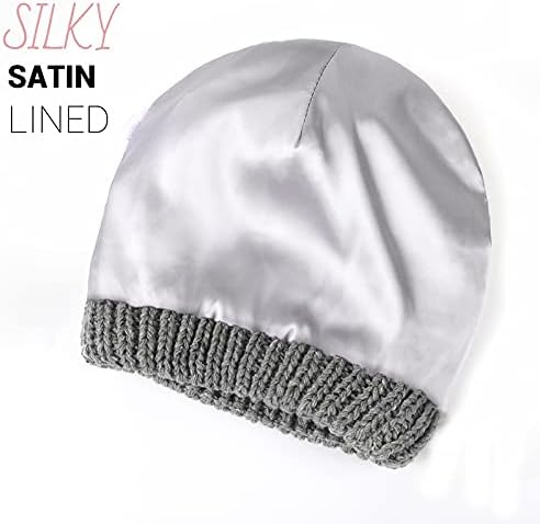 Chapéus de gorro de cetim de malha de inverno para mulheres gaiolas de cabo desleixadas Sofra