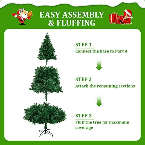 Yuewo Artificial PVC Christmas Pine Tree Full Natural Spruce PVC Fir Green Tree com pernas mentais resistentes para