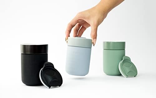 Tucusa Rest - Caneca de café em cerâmica com um envoltório protetor de silicone, 9,5 onças │ Copo reutilizável com tampa