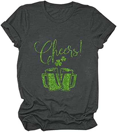 Cheers cerveja bebendo camisetas para mulheres tops casuais de verão de St. Patrick Manga curta sai