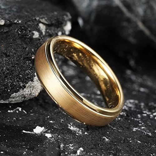 King Glory Glory 6mm 8mm de tungstênio anel de carboneto 14k Gold Matte escova o conforto da aliança de casamento