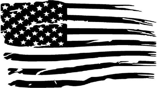 Cartat2s American Flag American Decalque de vinil 5,5 x 3,25 polegadas Matte preto Old Glory Grunge Look Look Patriótico