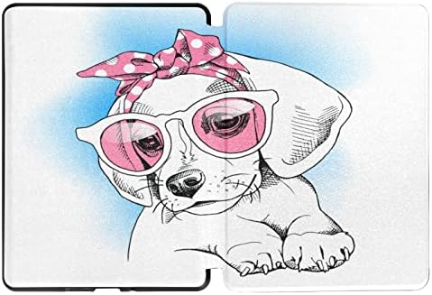 Casos de 11ª geração de ebook compatíveis com 6,8 Kindle Paperwhite 11th Generation Beagle Puppy Pink Glasses Pink Vector E-Reader Paperwhite 11ª geração 2021 Tampa com sono/despertar automático/despertar