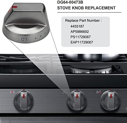 [Atualizado] DG64-00473B botões de fogão preto Substituições Botões de queimador de gás Compatível com o forno de fogão