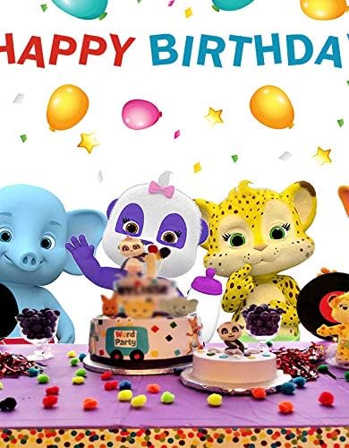 Cartoon Confetti Balão Baby Animais Fotografia Caso -pano de Caso para crianças Primeiro aniversário Decorações de festa Prapa de festa FOTO PHONO POOTH TABELA DE TABELA DE VINILO DE Vinil 5x3ft