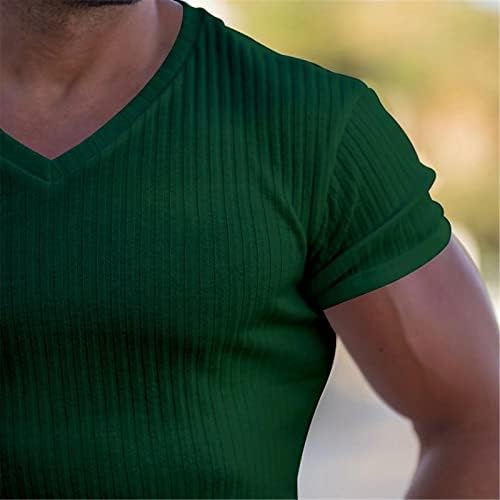 Camisetas de treino atlético da moda para homens de manga curta v pesco