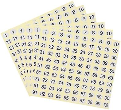 Adesivos de número de brinquedos 1 a 100 adesivos autônomos descascam etiquetas de números de bastão para armazenamento de inventário Organização de 15 folhas