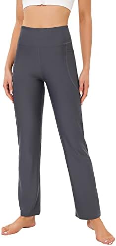 Calças de ioga de bootcut foppara mulheres com bolsos calças de treino de cintura alta para mulheres calças de trabalho de trabalho