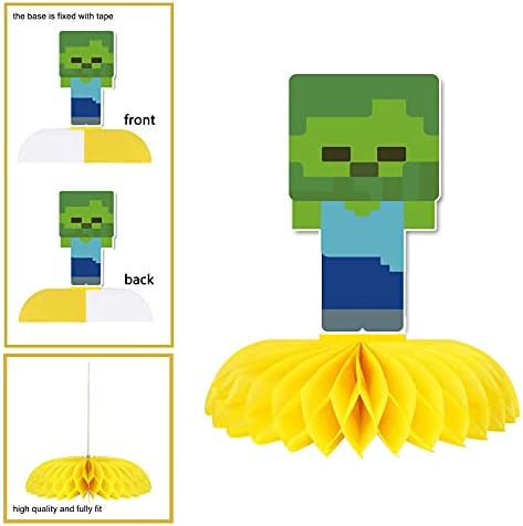 Pixel Miner Party Supplies, 7pcs Honeycomb CenterPieces para pixelated miner crafting tem tema de festa de festas de