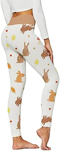 Mulheres calças impressas de coelho da Páscoa para mulheres Treinador de perneiras da moda High Caista Executando calças esportivas de ioga Butt Lift