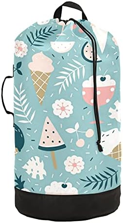 Summer Sweet Offerts Laundry Bag Backpack de lavanderia pesada com alças e alças de ombro Viagem Bolsa de roupa com tração