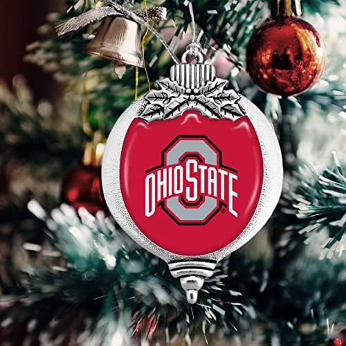 Fth Ohio State Buckeyes Bulbo Silver Metal Christmas Ornamento de Presente Decoração