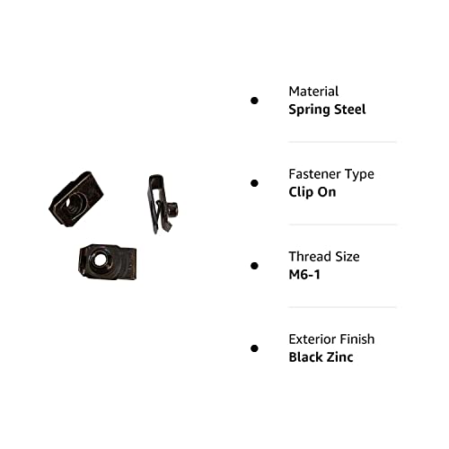 Zhoushi World M6 U-Style Clip-On Nut, U-Type Fressners Black