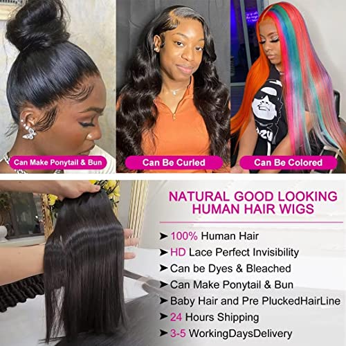 Perucas de cabelo humano de renda reta 180 Densidade de perucas de cabelos humanos para mulheres negras transparentes hd 13x6