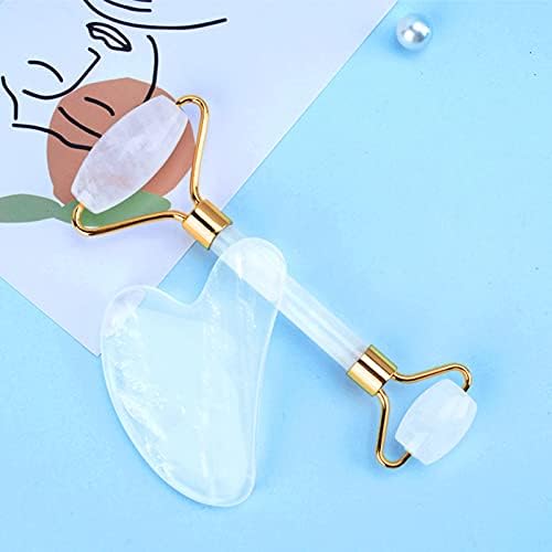 Albert White Crystal Roller Conjunto transparente Cabo raspando o massageador de beleza facial em forma de coração de