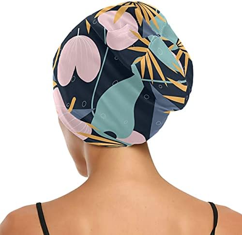 Skull Cap boné de gorros de capuz para o chapéu para mulheres para mulheres folhas florais abstrato abstrato de calda de dormir moderno chapéu de cabelo cabeceira de cabeceira