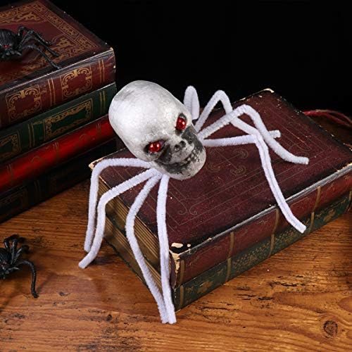 ABOOFAN 2PCS Simulation Skull Spider Spider Tricky Prop Toy Halloween Spider Party Decoration Horror Prop Party Ornament