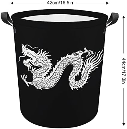 Silhueta de dragão chinês Lavanderia grande cesto de roupa dobrável cesta de lavanderia Organizador de brinquedo de cesta de