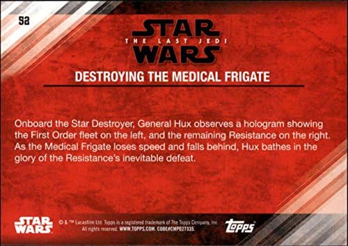 2018 Topps Star Wars The Last Jedi Série 2 Blue 52 Destruindo o cartão de negociação da fragata médica em condição bruta