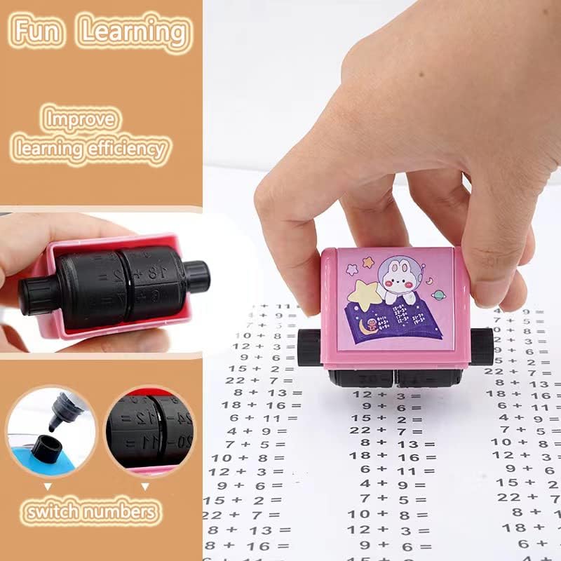 5pc Roller Digital Teaching Stamp, Adição, Subtração, Divisão de Multiplicações e Preencha o Carimbo em Blank Roller ， Ensinando