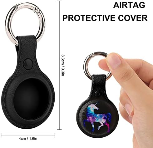 Rainbow Galaxy Unicorn Protective Case Compatível para Airtag Anti-Perd Locator Solter com anel-chave para carteira de colarinho