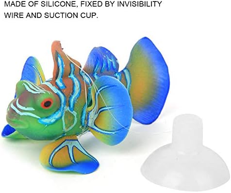 Zerodis Aquarium simulado peixe, ornamento de peixe falso de silicone e copo de sucção Decoração de aquário de aquário flutuante