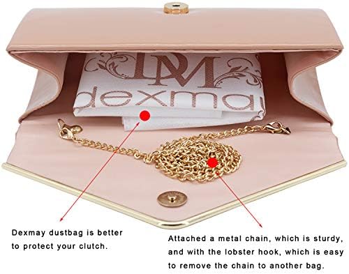Dexmay Patente Leather Envelope Burse Burse Shiny Candy Dobrover embreagem