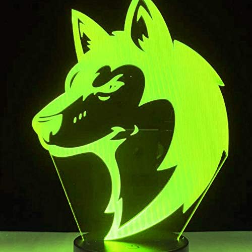 Jinnwell 3D Wolf Dog Night Lâmpada leve Ilusão LED 7 Alteração da cor Touch Touch mesa de mesa Lâmpadas de decoração de acrílico Base