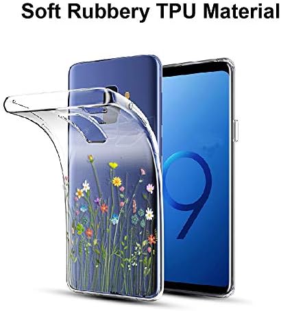 Caixa Unov Galaxy S9 Clear com Design Soft TPU Absorção de choque Slim Animado padrão Floral Pattern Protetive Back Tow para Galaxy