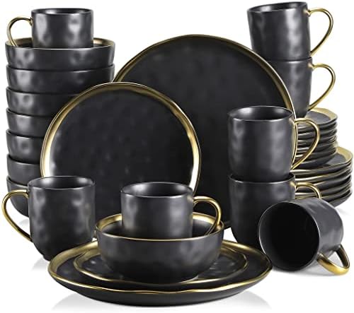 utensílios de jantar de porcelana YGQZM com prato de sobremesa de acabamento dourado, prato de jantar, xícara, conjunto de tabela de tabela
