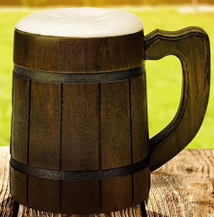 Cerveja de raiz feita à mão Stein 20 oz M9 - canecas de metal flagon com alça medevil - color madeira viking renisssance