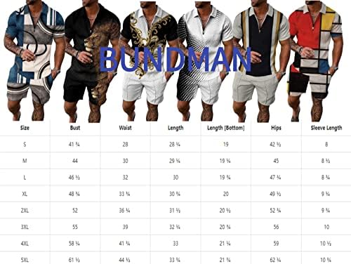 Bundman Mens Short Sets 2 peças roupas pólo camisa moda moda de verão shorts definidos para homens e conjunto casual para homens