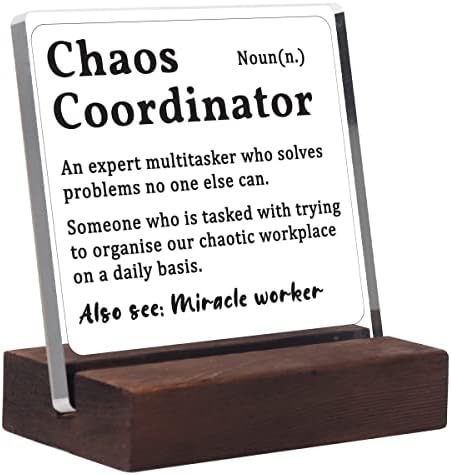 Presentes do coordenador do caos, coordenador de caos Sinal de mesa de definição para professor, colega de trabalho, chefe,